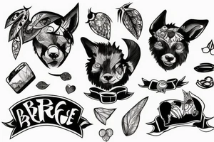 Berge mit See Bäumen und einer Hütte tattoo idea
