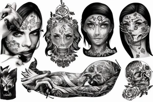 Berge see und Hütte am Rücken tattoo idea