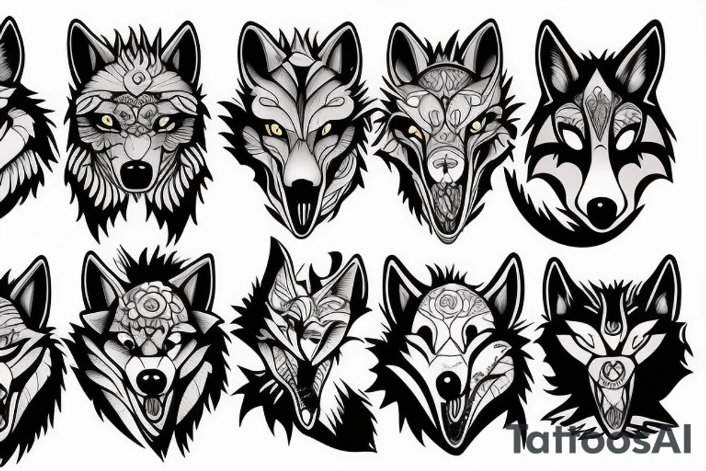 side angry wolf tattoo idea