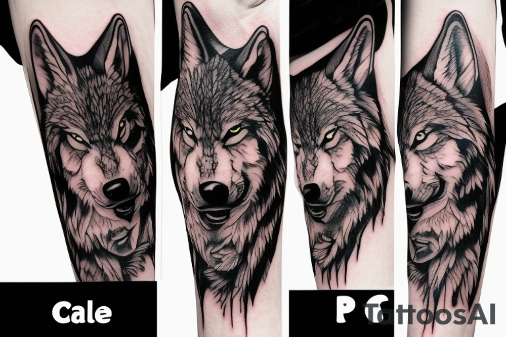 side angry wolf tattoo idea