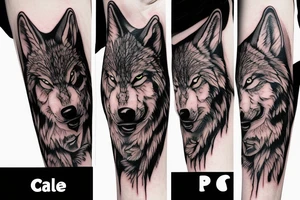 side angry wolf tattoo idea