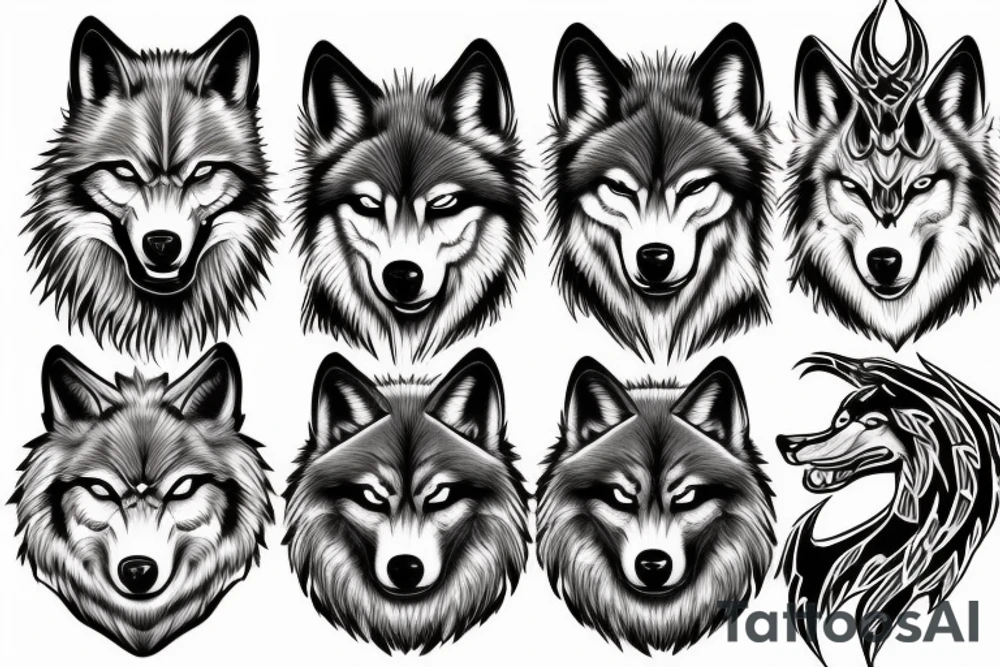side angry wolf tattoo idea