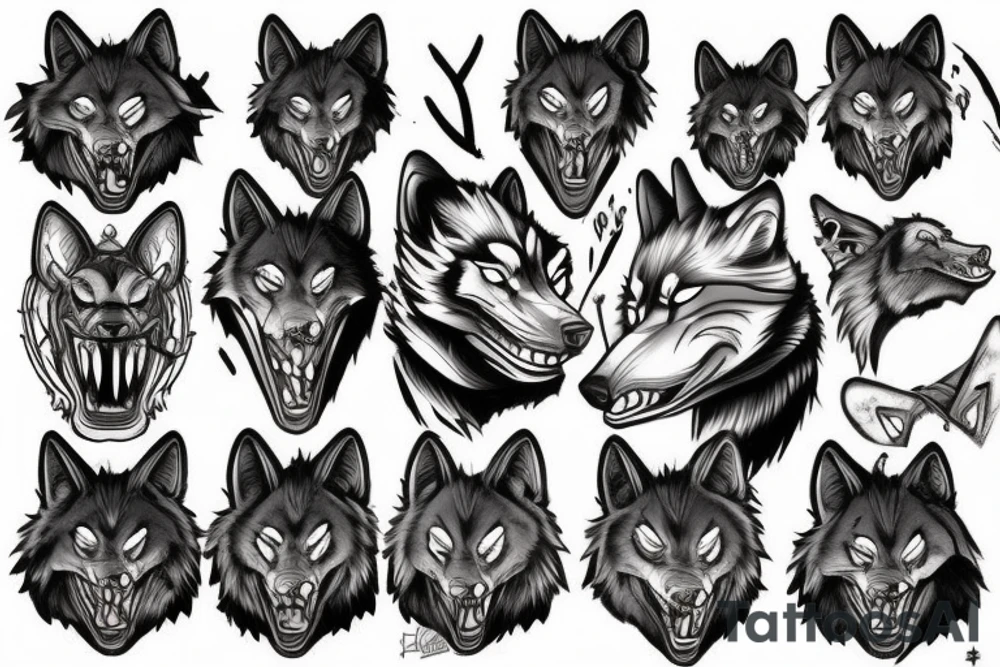wolf growling tattoo idea