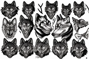 wolf growling tattoo idea