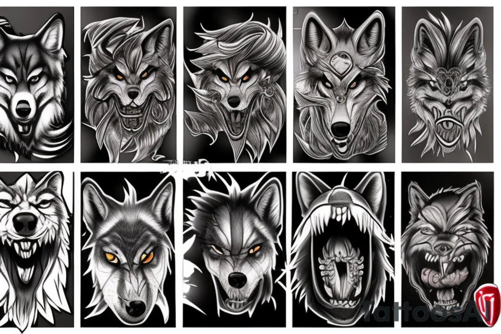 wolf growling tattoo idea