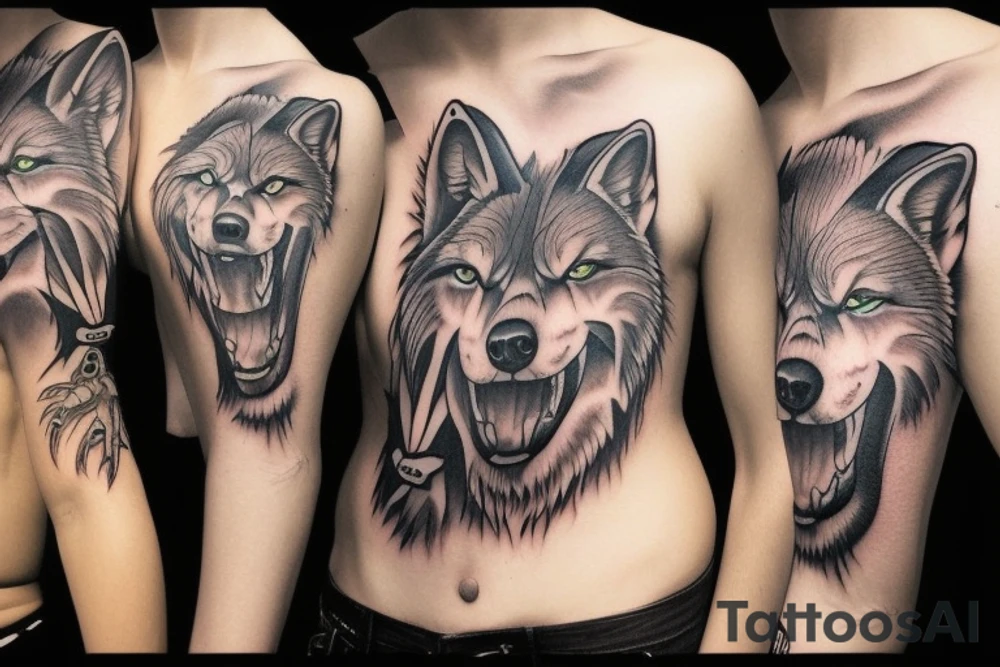 wolf growling tattoo idea