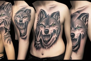 wolf growling tattoo idea