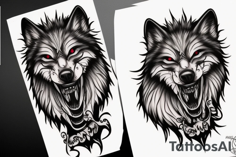 wolf growling tattoo idea