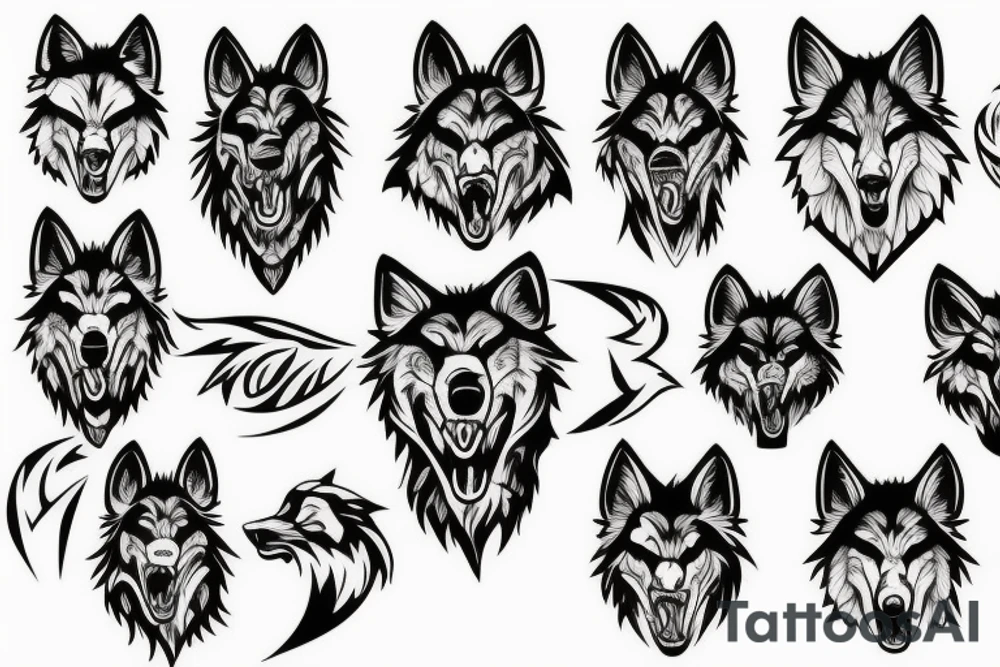 wolf growling tattoo idea
