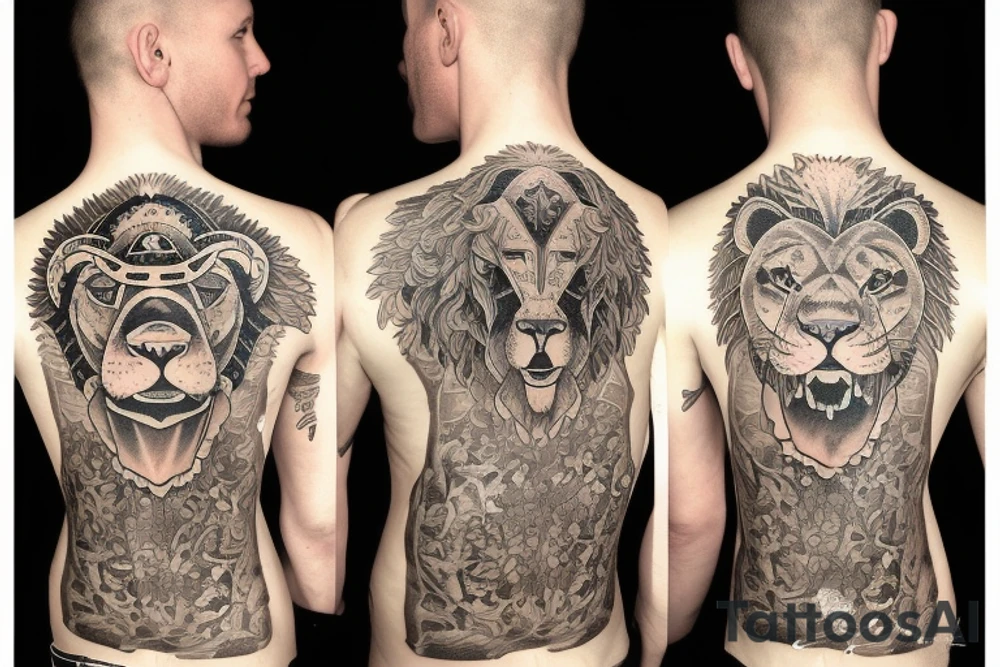 lion in pec tattoo idea