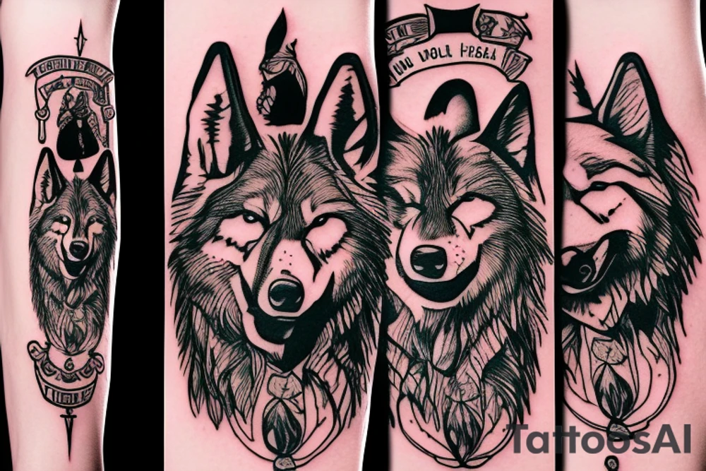 wolf hunting tattoo idea