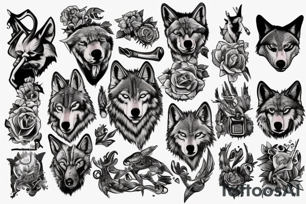 wolf hunting tattoo idea