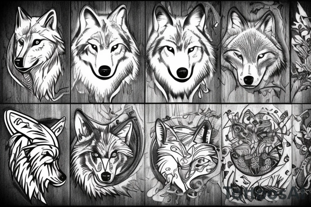 wolf hunting tattoo idea