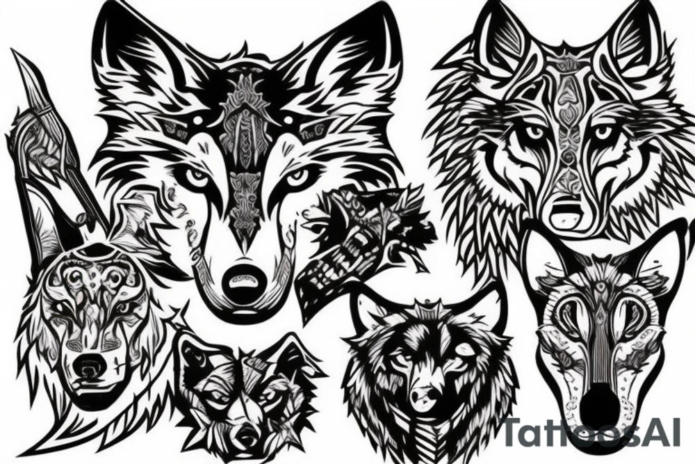 wolf hunting tattoo idea