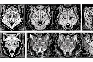 wolf hunting with geometric lines tattoo idea