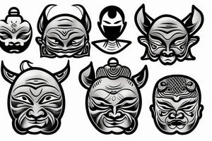 oni mask shogun budda water tattoo idea