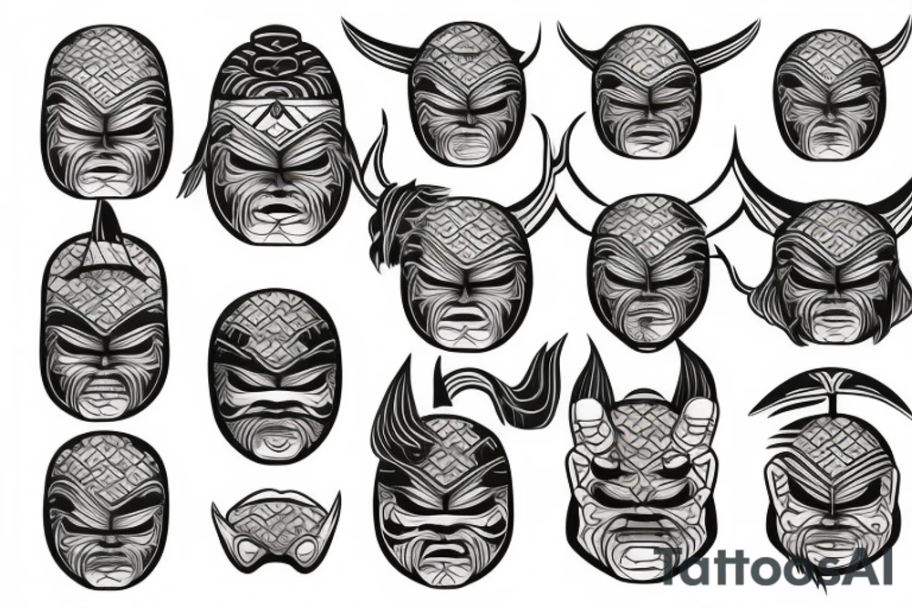 oni mask shogun budda water tattoo idea