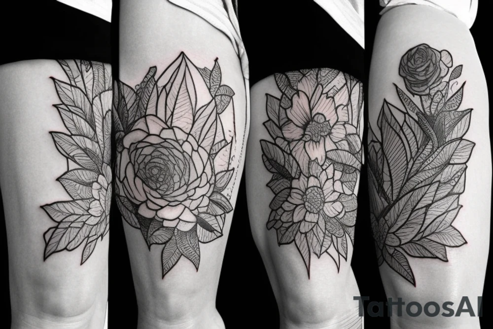 Travel nature half leg sleeve tattoo idea