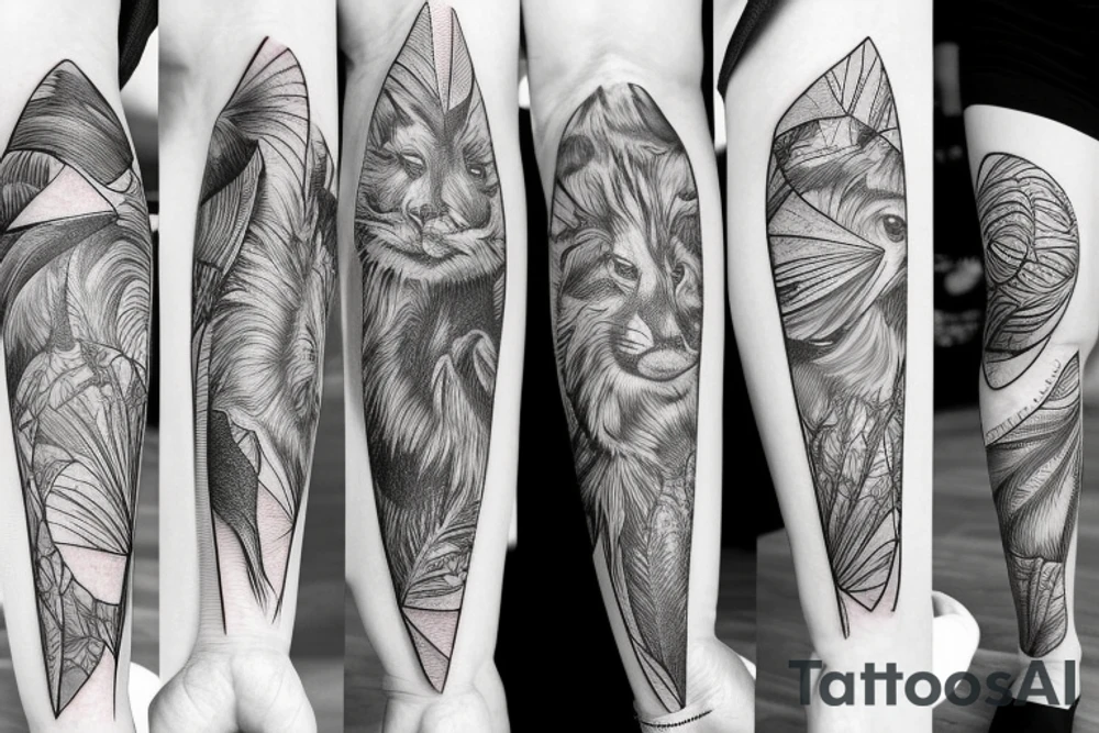 Travel nature thigh sleeve tattoo idea