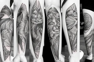 Travel nature thigh sleeve tattoo idea