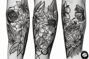 Plants skeleton traveling thigh sleeve tattoo idea