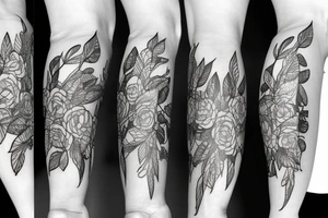 Plants skeleton traveling thigh sleeve tattoo idea
