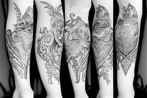 traveling thigh sleeve tattoo idea