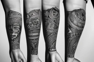 traveling thigh sleeve tattoo idea