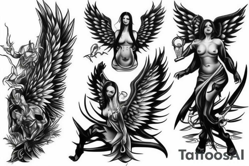 Angel crushing demon tattoo idea