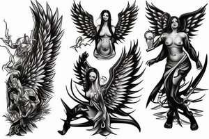 Angel crushing demon tattoo idea