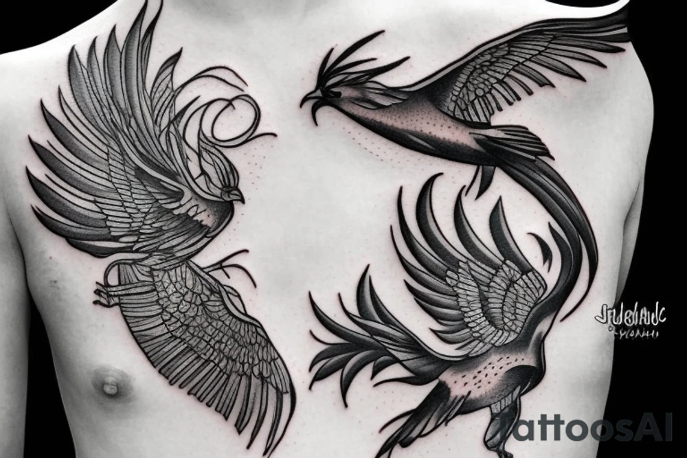Phoenix bird tattoo idea