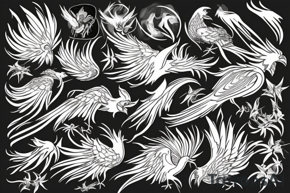 Phoenix bird tattoo idea