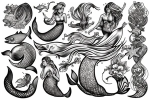Mermaid and old school diver tattoo idea