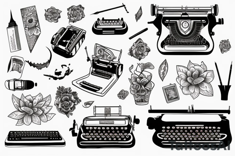 A typewriter that creates artistic images instead of words tattoo idea