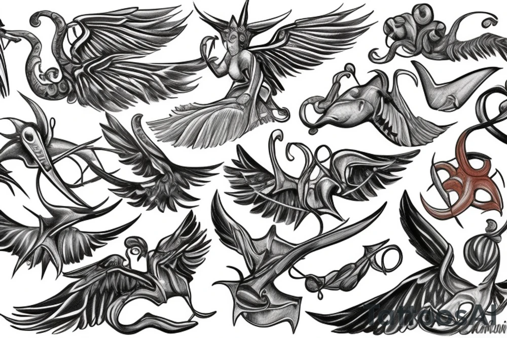 Winged triton tattoo idea