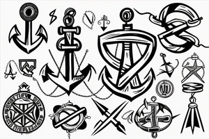 Pentagon with an anchor inside tattoo idea