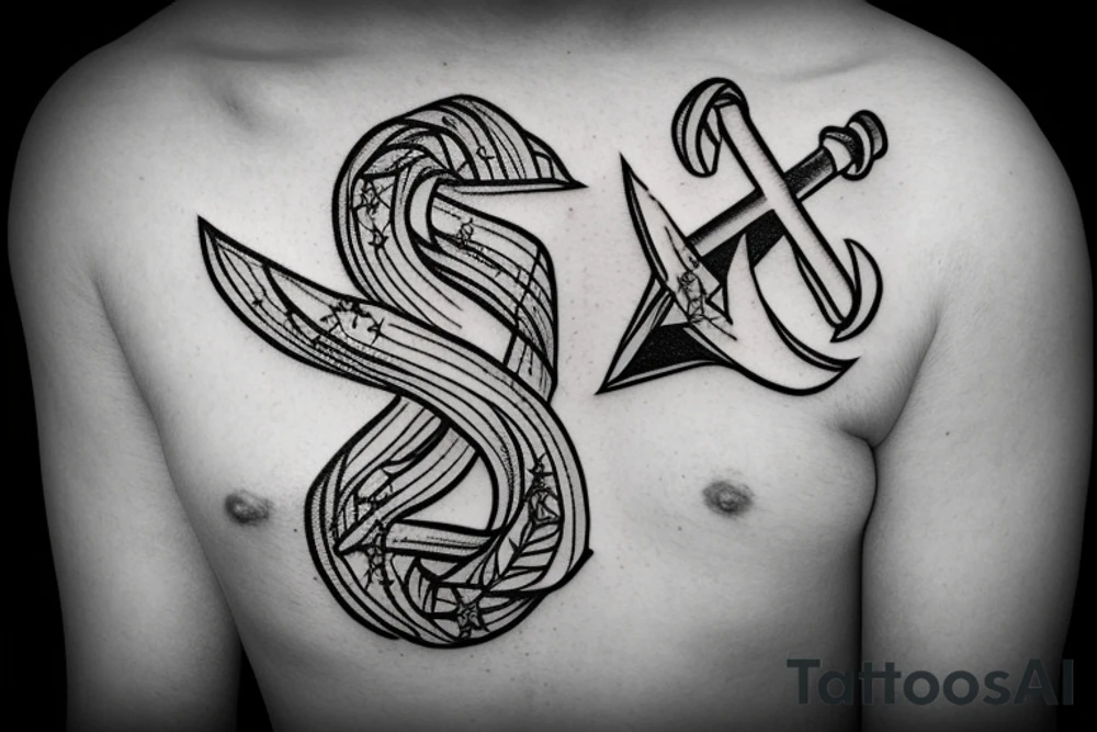 Star with an anchor inside tattoo idea