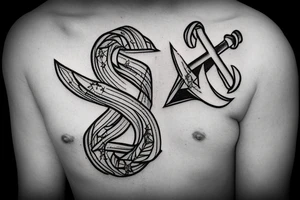 Star with an anchor inside tattoo idea