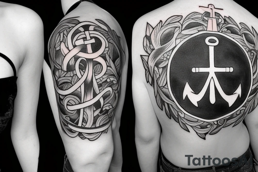 Star with an anchor inside tattoo idea