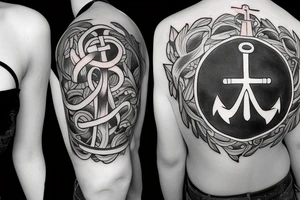 Star with an anchor inside tattoo idea