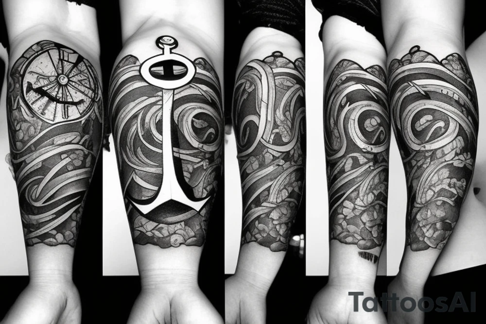Star with an anchor inside tattoo idea