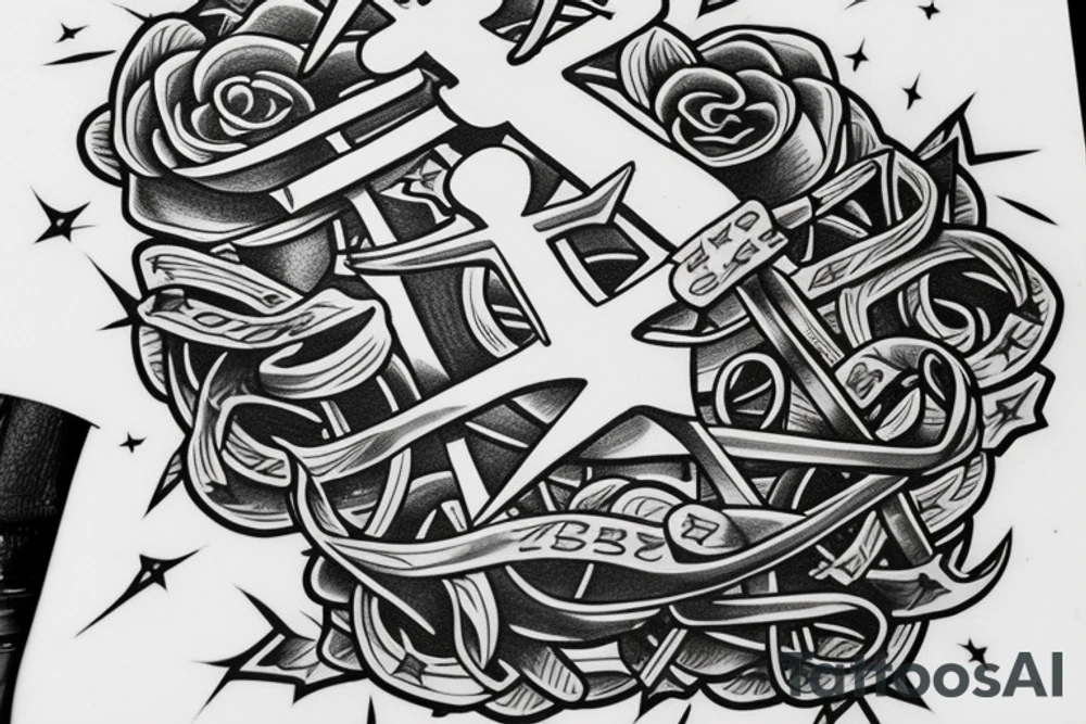 Star and anchor inside tattoo idea