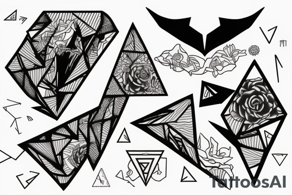 Triangle broken into 5 pieces tattoo idea