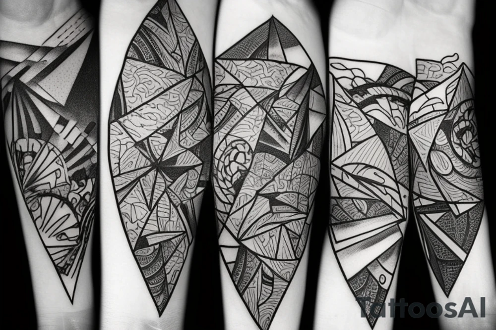 Triangle broken into 5 pieces tattoo idea