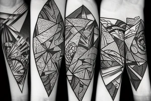 Triangle broken into 5 pieces tattoo idea