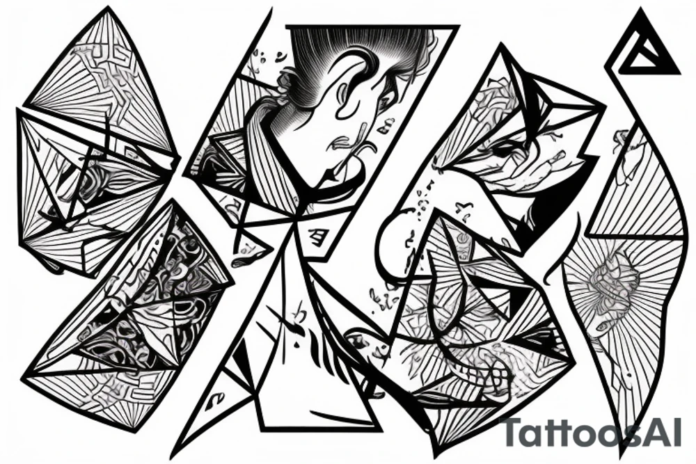 Triangle broken into 5 pieces tattoo idea