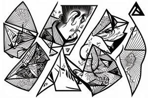 Triangle broken into 5 pieces tattoo idea