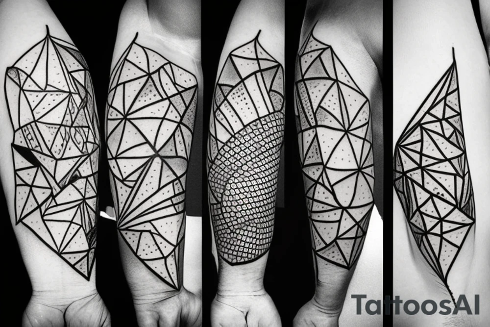 Triangle broken into 5 pieces tattoo idea