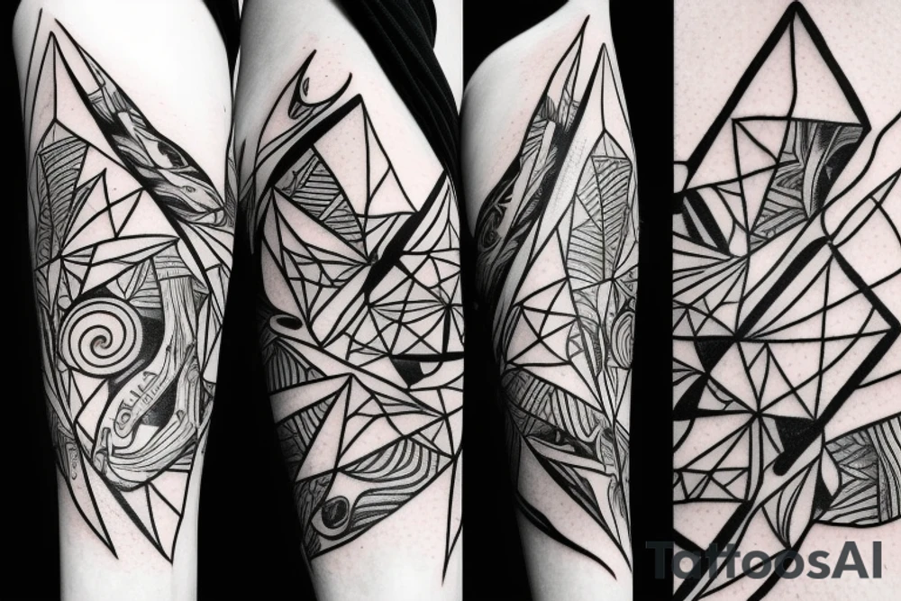 Triangle broken into 5 pieces tattoo idea
