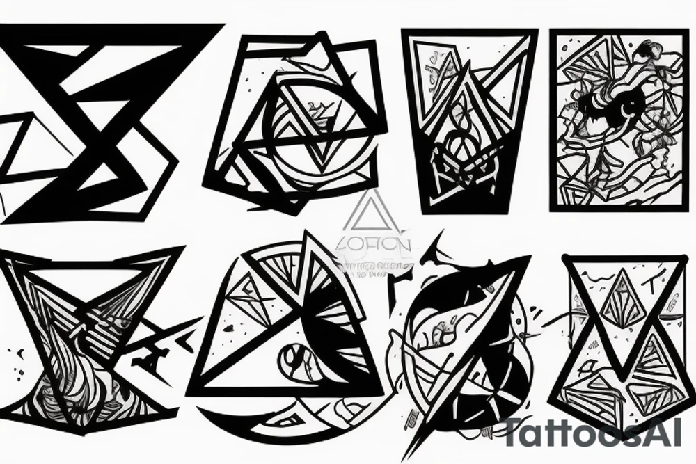 Triangle broken into 5 pieces tattoo idea